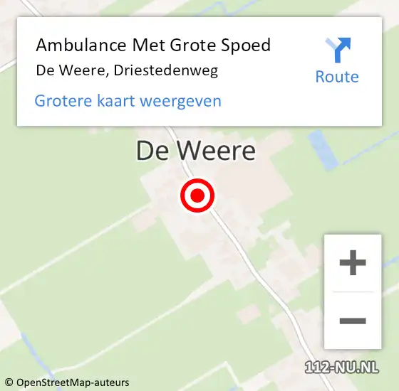 Locatie op kaart van de 112 melding: Ambulance Met Grote Spoed Naar De Weere, Driestedenweg op 5 juni 2023 04:06