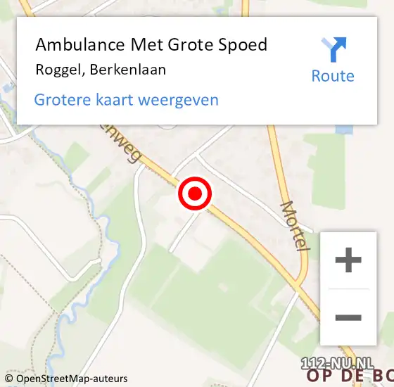Locatie op kaart van de 112 melding: Ambulance Met Grote Spoed Naar Roggel, Berkenlaan op 27 augustus 2014 19:52