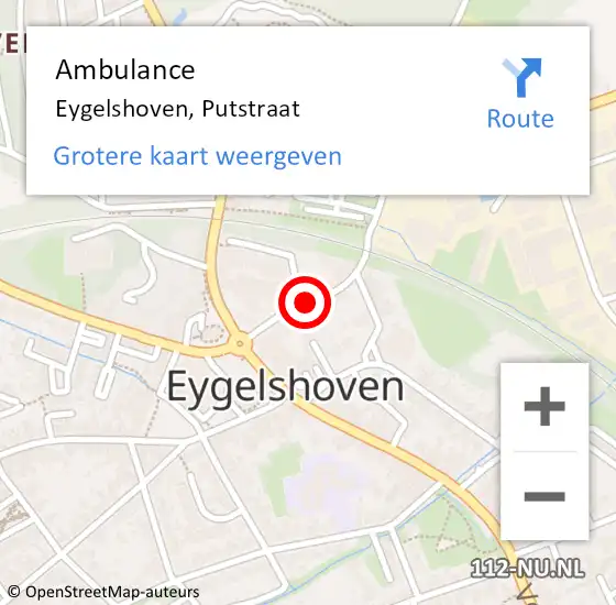 Locatie op kaart van de 112 melding: Ambulance Eygelshoven, Putstraat op 27 augustus 2014 19:57