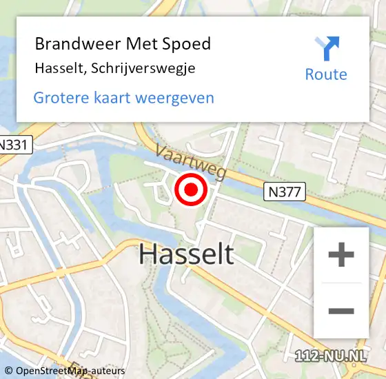 Locatie op kaart van de 112 melding: Brandweer Met Spoed Naar Hasselt, Schrijverswegje op 5 juni 2023 07:49