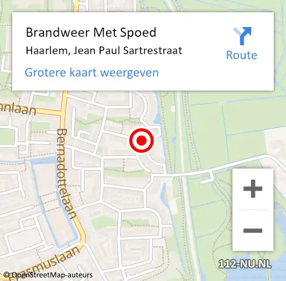 Locatie op kaart van de 112 melding: Brandweer Met Spoed Naar Haarlem, Jean Paul Sartrestraat op 5 juni 2023 07:50