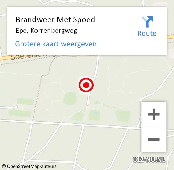 Locatie op kaart van de 112 melding: Brandweer Met Spoed Naar Epe, Korrenbergweg op 5 juni 2023 07:53