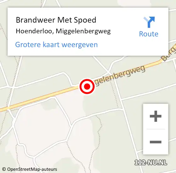 Locatie op kaart van de 112 melding: Brandweer Met Spoed Naar Hoenderloo, Miggelenbergweg op 27 augustus 2014 20:00