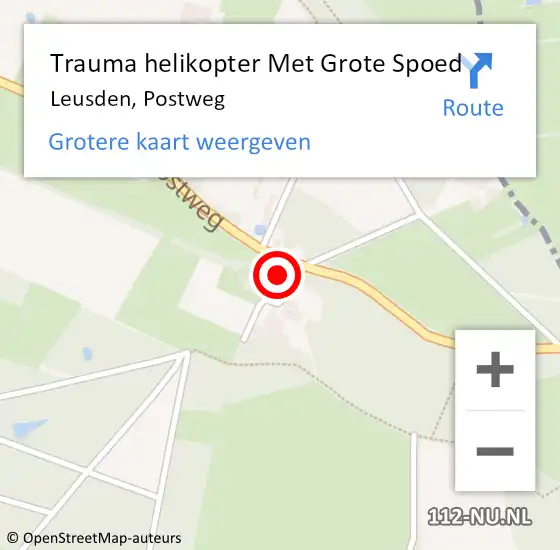 Locatie op kaart van de 112 melding: Trauma helikopter Met Grote Spoed Naar Leusden, Postweg op 5 juni 2023 08:10