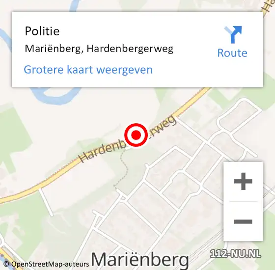 Locatie op kaart van de 112 melding: Politie Mariënberg, Hardenbergerweg op 5 juni 2023 08:16