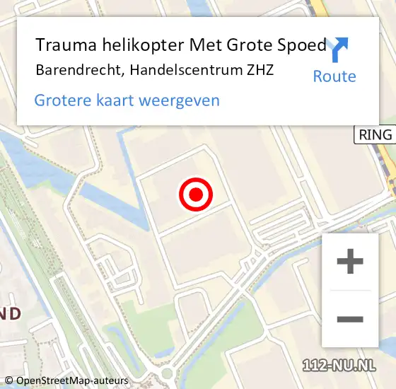 Locatie op kaart van de 112 melding: Trauma helikopter Met Grote Spoed Naar Barendrecht, Handelscentrum ZHZ op 5 juni 2023 08:25