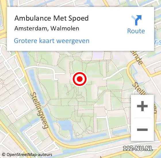 Locatie op kaart van de 112 melding: Ambulance Met Spoed Naar Amsterdam, Walmolen op 5 juni 2023 08:46