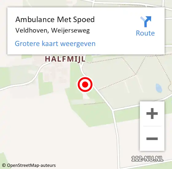 Locatie op kaart van de 112 melding: Ambulance Met Spoed Naar Veldhoven, Weijerseweg op 27 augustus 2014 20:07