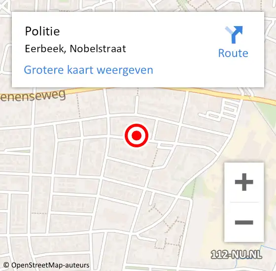 Locatie op kaart van de 112 melding: Politie Eerbeek, Nobelstraat op 5 juni 2023 09:03