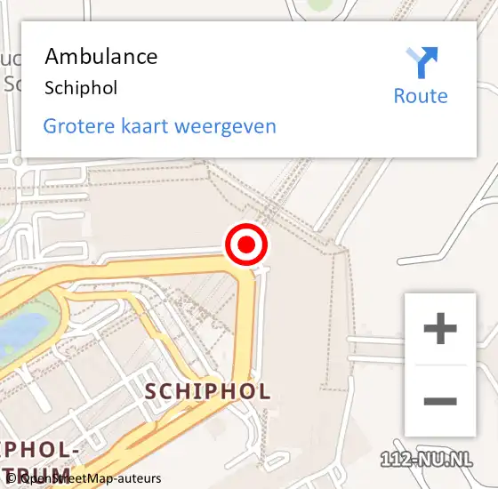 Locatie op kaart van de 112 melding: Ambulance Schiphol op 5 juni 2023 09:14