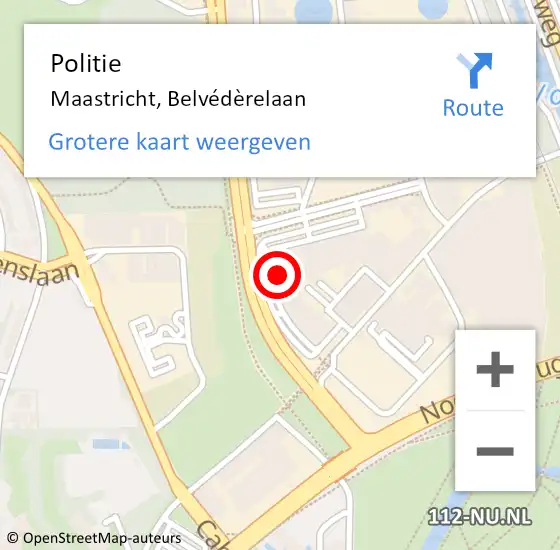 Locatie op kaart van de 112 melding: Politie Maastricht, Belvédèrelaan op 5 juni 2023 09:16