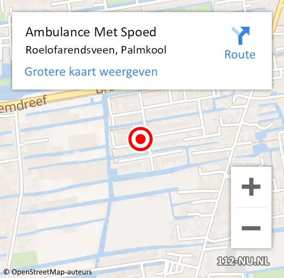 Locatie op kaart van de 112 melding: Ambulance Met Spoed Naar Roelofarendsveen, Palmkool op 5 juni 2023 09:32