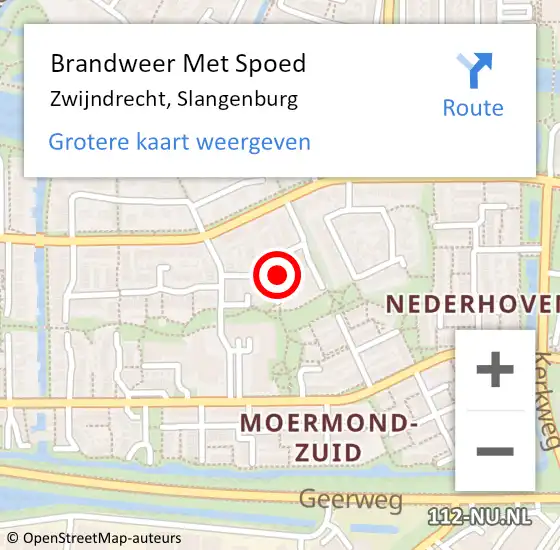 Locatie op kaart van de 112 melding: Brandweer Met Spoed Naar Zwijndrecht, Slangenburg op 5 juni 2023 10:26