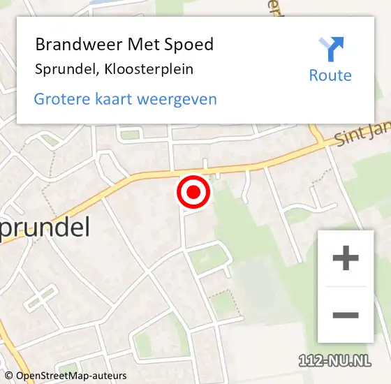 Locatie op kaart van de 112 melding: Brandweer Met Spoed Naar Sprundel, Kloosterplein op 5 juni 2023 10:29