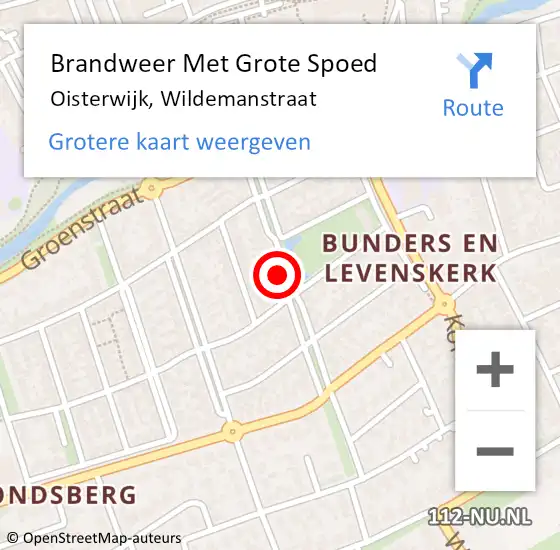 Locatie op kaart van de 112 melding: Brandweer Met Grote Spoed Naar Oisterwijk, Wildemanstraat op 5 juni 2023 10:39