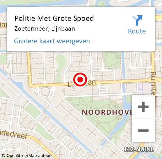 Locatie op kaart van de 112 melding: Politie Met Grote Spoed Naar Zoetermeer, Lijnbaan op 5 juni 2023 10:55