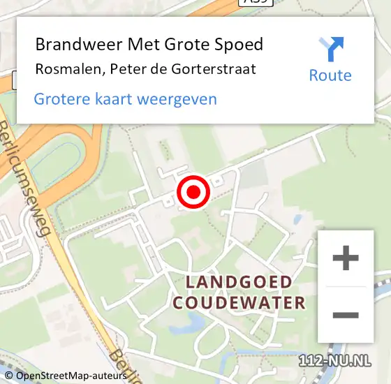 Locatie op kaart van de 112 melding: Brandweer Met Grote Spoed Naar Rosmalen, Peter de Gorterstraat op 5 juni 2023 11:39