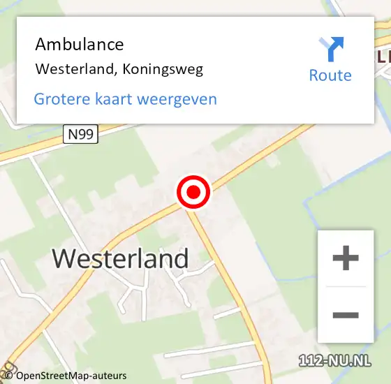 Locatie op kaart van de 112 melding: Ambulance Westerland, Koningsweg op 5 juni 2023 12:03