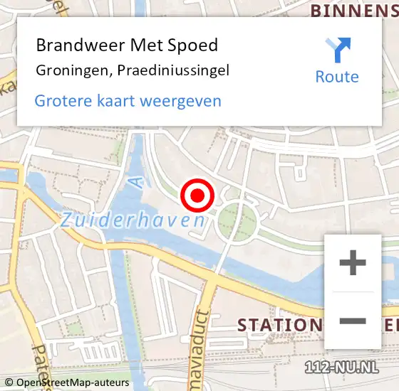 Locatie op kaart van de 112 melding: Brandweer Met Spoed Naar Groningen, Praediniussingel op 27 augustus 2014 20:40