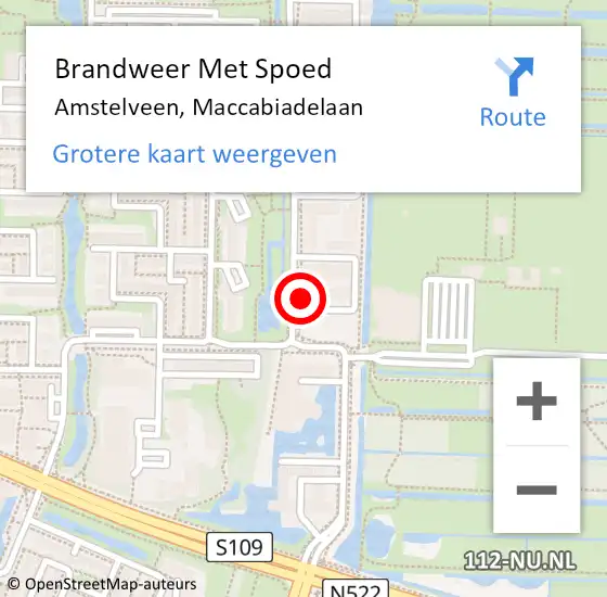 Locatie op kaart van de 112 melding: Brandweer Met Spoed Naar Amstelveen, Maccabiadelaan op 5 juni 2023 12:37