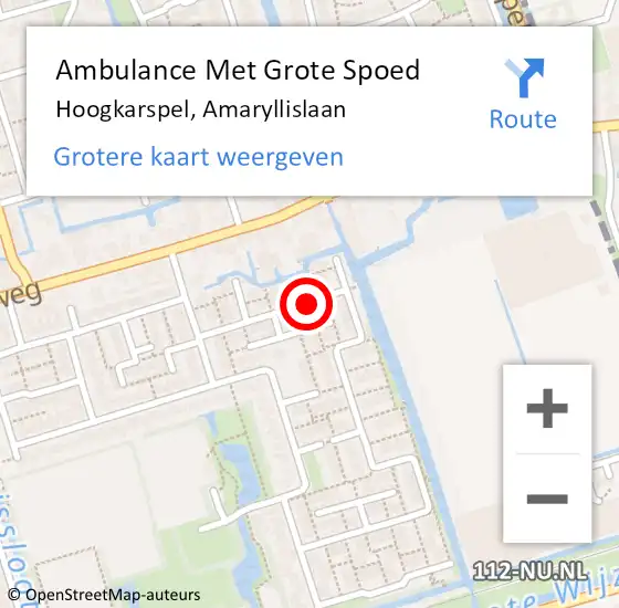 Locatie op kaart van de 112 melding: Ambulance Met Grote Spoed Naar Hoogkarspel, Amaryllislaan op 5 juni 2023 12:38