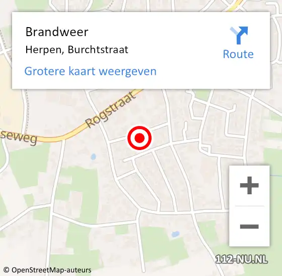Locatie op kaart van de 112 melding: Brandweer Herpen, Burchtstraat op 5 juni 2023 13:30