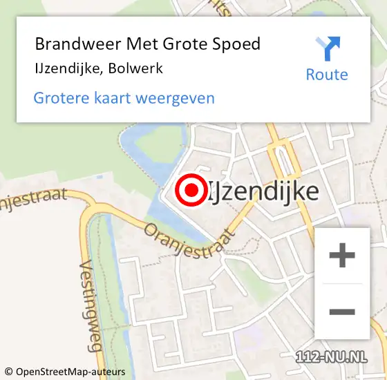 Locatie op kaart van de 112 melding: Brandweer Met Grote Spoed Naar IJzendijke, Bolwerk op 5 juni 2023 13:30