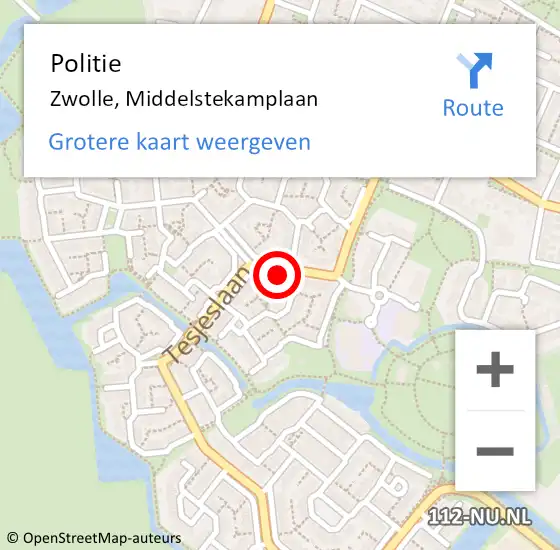 Locatie op kaart van de 112 melding: Politie Zwolle, Middelstekamplaan op 5 juni 2023 13:42