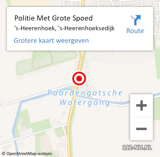 Locatie op kaart van de 112 melding: Politie Met Grote Spoed Naar 's-Heerenhoek, 's-Heerenhoeksedijk op 5 juni 2023 13:43