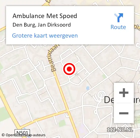Locatie op kaart van de 112 melding: Ambulance Met Spoed Naar Den Burg, Jan Dirksoord op 5 juni 2023 13:43