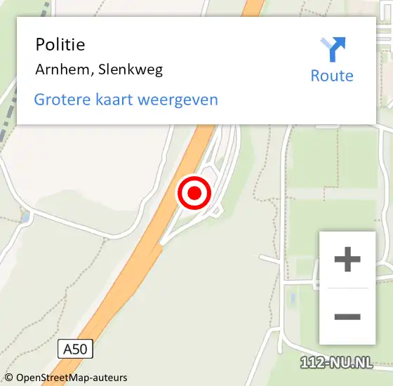 Locatie op kaart van de 112 melding: Politie Arnhem, Slenkweg op 5 juni 2023 13:44