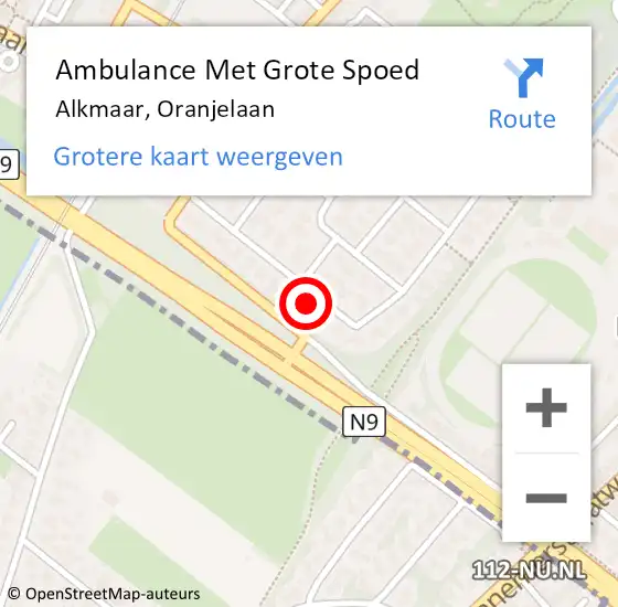 Locatie op kaart van de 112 melding: Ambulance Met Grote Spoed Naar Alkmaar, Oranjelaan op 5 juni 2023 13:50
