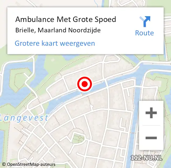 Locatie op kaart van de 112 melding: Ambulance Met Grote Spoed Naar Brielle, Maarland Noordzijde op 5 juni 2023 13:51