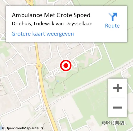 Locatie op kaart van de 112 melding: Ambulance Met Grote Spoed Naar Driehuis, Lodewijk van Deyssellaan op 5 juni 2023 13:57