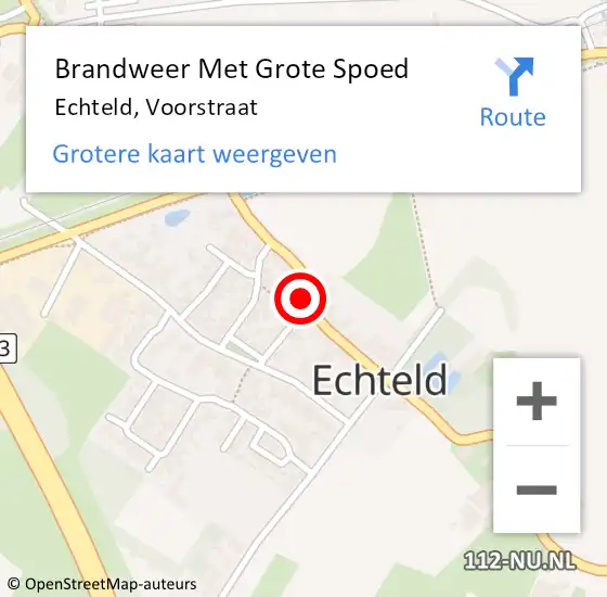 Locatie op kaart van de 112 melding: Brandweer Met Grote Spoed Naar Echteld, Voorstraat op 5 juni 2023 14:16