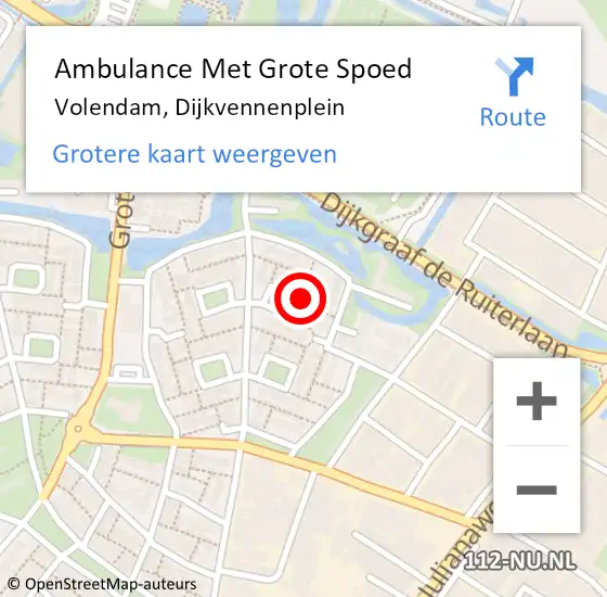 Locatie op kaart van de 112 melding: Ambulance Met Grote Spoed Naar Volendam, Dijkvennenplein op 5 juni 2023 14:28