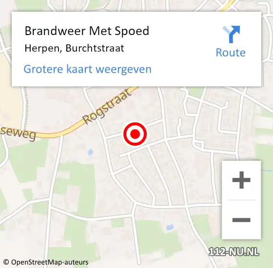Locatie op kaart van de 112 melding: Brandweer Met Spoed Naar Herpen, Burchtstraat op 5 juni 2023 14:29