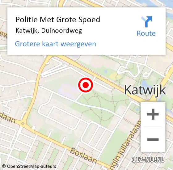 Locatie op kaart van de 112 melding: Politie Met Grote Spoed Naar Katwijk, Duinoordweg op 5 juni 2023 14:29