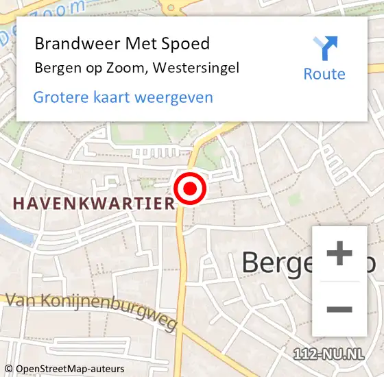 Locatie op kaart van de 112 melding: Brandweer Met Spoed Naar Bergen op Zoom, Westersingel op 5 juni 2023 14:33