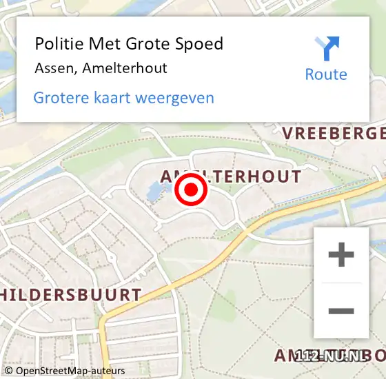 Locatie op kaart van de 112 melding: Politie Met Grote Spoed Naar Assen, Amelterhout op 5 juni 2023 14:38