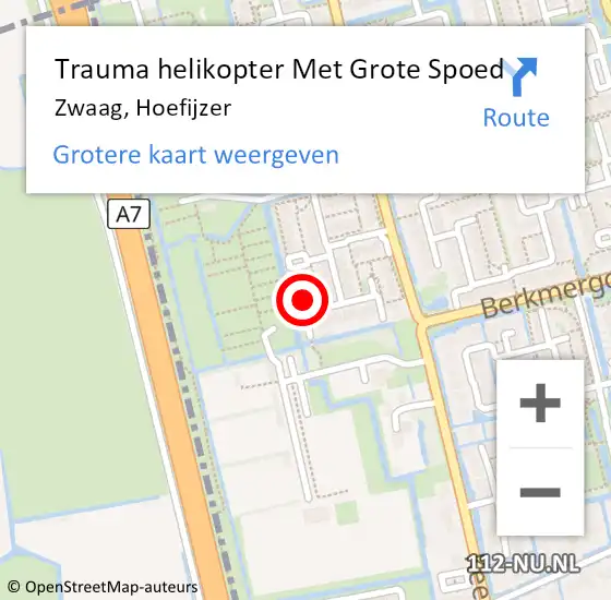Locatie op kaart van de 112 melding: Trauma helikopter Met Grote Spoed Naar Zwaag, Hoefijzer op 5 juni 2023 14:47