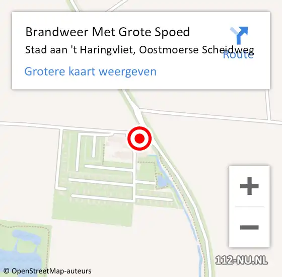 Locatie op kaart van de 112 melding: Brandweer Met Grote Spoed Naar Stad aan 't Haringvliet, Oostmoerse Scheidweg op 5 juni 2023 14:53