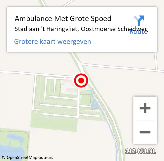 Locatie op kaart van de 112 melding: Ambulance Met Grote Spoed Naar Stad aan 't Haringvliet, Oostmoerse Scheidweg op 5 juni 2023 14:54