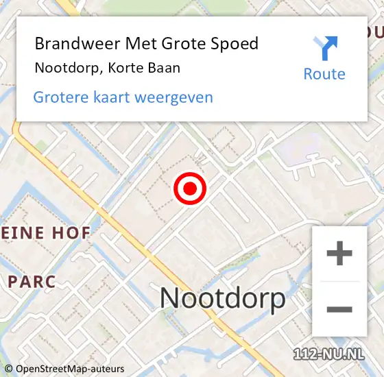 Locatie op kaart van de 112 melding: Brandweer Met Grote Spoed Naar Nootdorp, Korte Baan op 5 juni 2023 15:00