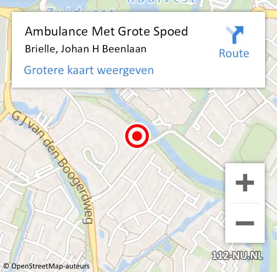 Locatie op kaart van de 112 melding: Ambulance Met Grote Spoed Naar Brielle, Johan H Beenlaan op 5 juni 2023 15:02