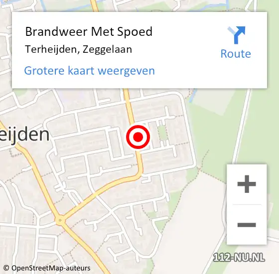 Locatie op kaart van de 112 melding: Brandweer Met Spoed Naar Terheijden, Zeggelaan op 5 juni 2023 15:06