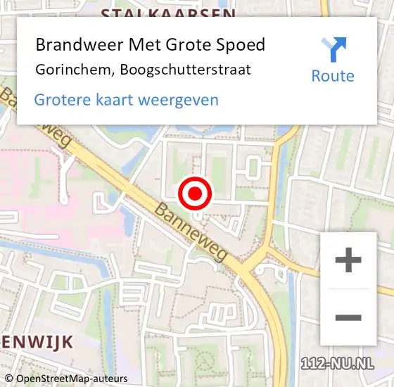 Locatie op kaart van de 112 melding: Brandweer Met Grote Spoed Naar Gorinchem, Boogschutterstraat op 5 juni 2023 15:06