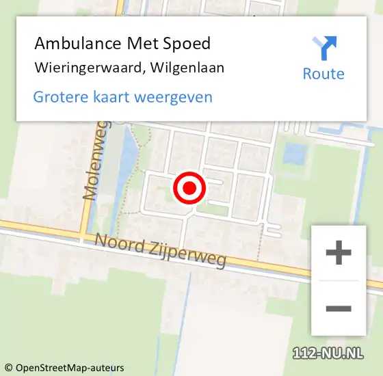 Locatie op kaart van de 112 melding: Ambulance Met Spoed Naar Wieringerwaard, Wilgenlaan op 5 juni 2023 15:10