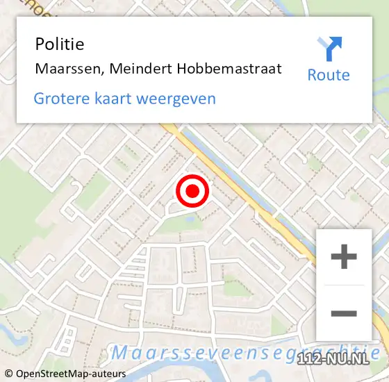 Locatie op kaart van de 112 melding: Politie Maarssen, Meindert Hobbemastraat op 5 juni 2023 15:12