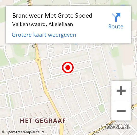 Locatie op kaart van de 112 melding: Brandweer Met Grote Spoed Naar Valkenswaard, Akeleilaan op 5 juni 2023 15:28